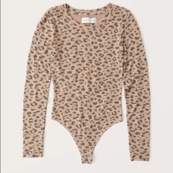 Abercrombie Long-Sleeve Cozy Leopard Bodysuit - Picture 1 of 1